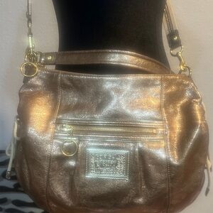 Authentic Coach Poppy Jazzy Rare Metallic Gold Shoulder Bag